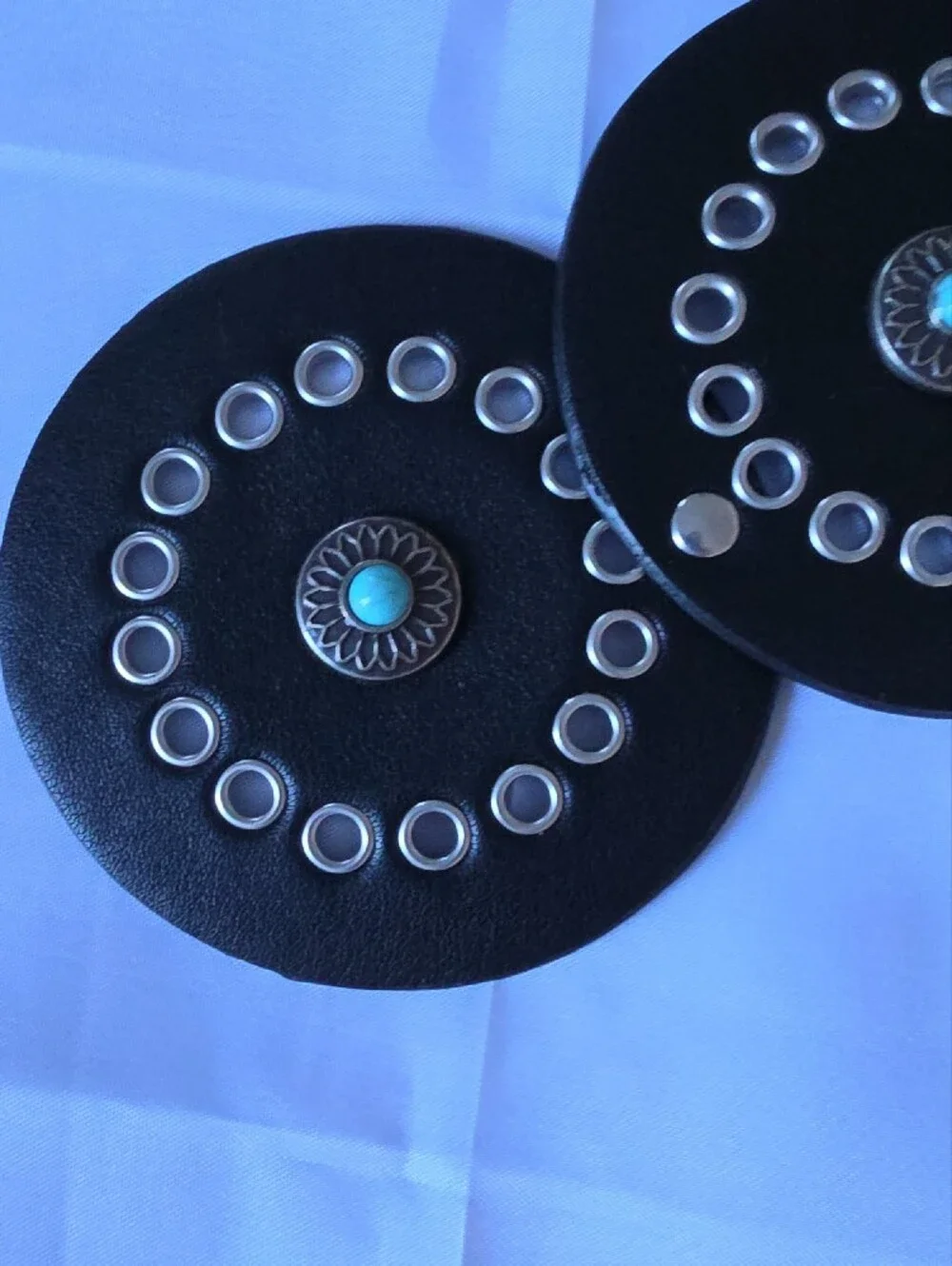 Black Concho Belt with Turquoise Accents